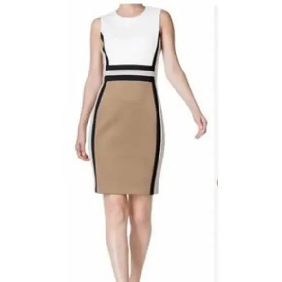 Calvin Klein Scuba Colorblock Sleeveless Sheath Dress Size 6 - Picture 8 of 8